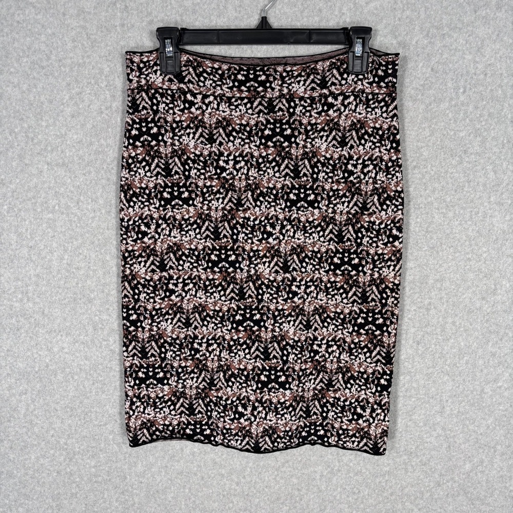 BCBGMAXAZRIA Knit Pencil Skirt Large Bodycon Abstract Artsy Neutral Maximalist